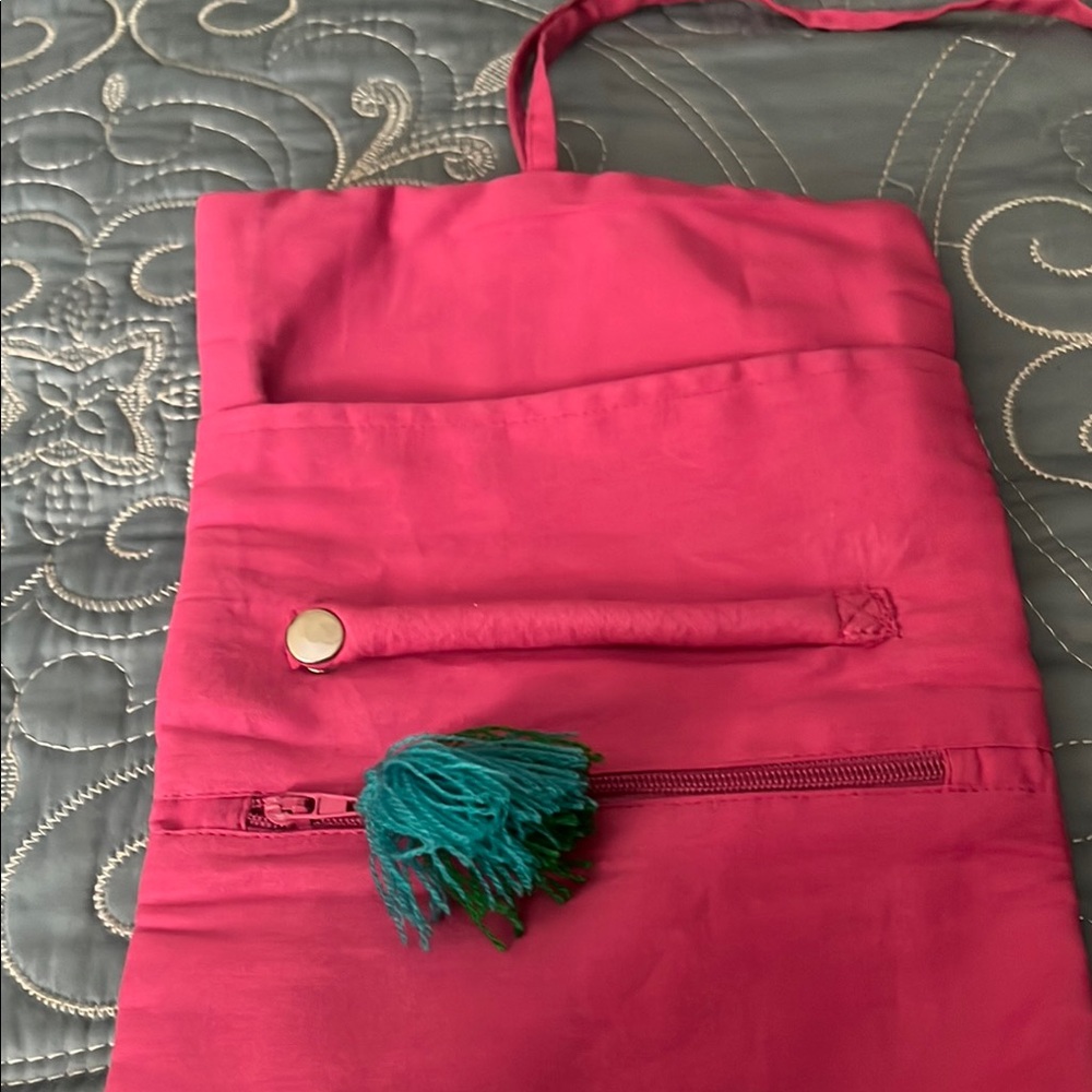 NWOT Vibrant Pink Jewelry or Makeup Bag with Tassels